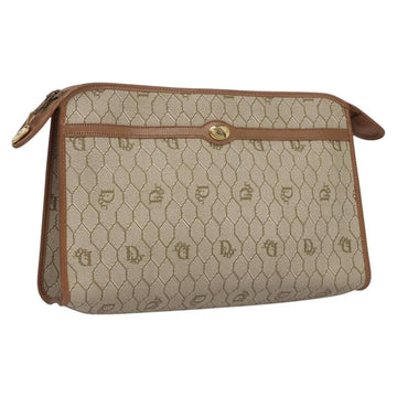 Christian Dior Vintage Honeycomb Zip Pouch Coated Canvas Beige Pvc Clutche & Pouche Bag ()