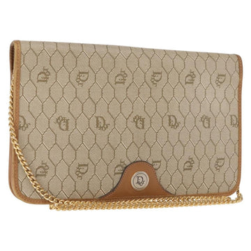 Christian Dior Vintage Honeycomb Chain Canvas Beige Canvas Shoulder Bag Bag ()