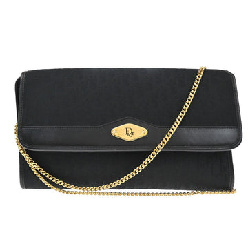Christian Dior Vintage Chain Flap Shoulder Bag Diorissimo Canvas Black Canvas Shoulder Bag Bag ()