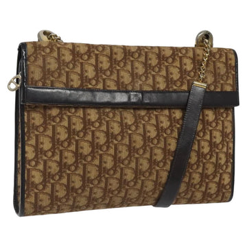 Christian Dior Vintage Trotter Flap Shoulder Bag Canvas Brown Canvas Bag ()