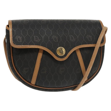 Christian Dior Vintage Honeycomb Flap Crossbody Bag Coated Canvas Black Canvas Bag ()