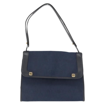 Christian Dior Vintage Honeycomb Shoulder Bag Canvas And Leather Navy Canvas Shoulder Bag Bag ()