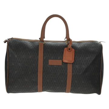 Christian Dior Vintage Honeycomb Boston Bag Canvas And Leather Black Canvas Travel Bag Bag ()