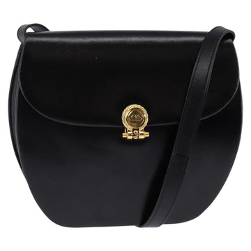 Christian Dior Vintage Cd Logo Shoulder Bag Leather Black Leather Shoulder Bag Bag ()