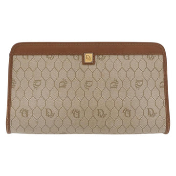 Christian Dior Vintage Honeycomb Zip Pouch Canvas And Leather Beige Canvas Clutche & Pouche Bag ()