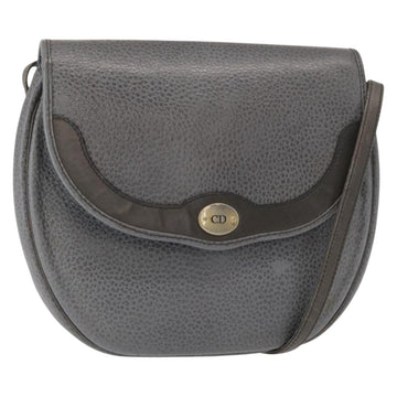 Christian Dior Vintage Cd Logo Shoulder Bag Leather Gray Leather Shoulder Bag Bag ()
