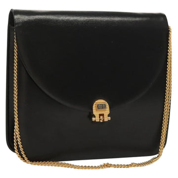 Christian Dior Vintage Chain Flap Shoulder Bag Leather Black Leather Shoulder Bag Bag ()