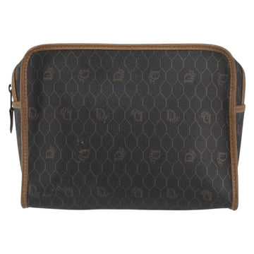 Christian Dior Vintage Honeycomb Zip Pouch Canvas And Leather Black Canvas Clutche & Pouche Bag ()