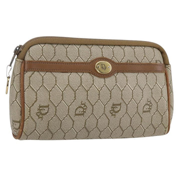 Christian Dior Vintage Honeycomb Zip Pouch Canvas And Leather Beige Canvas Clutche & Pouche Bag ()