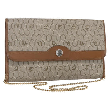 Christian Dior Vintage Honeycomb Chain Canvas Beige Canvas Shoulder Bag Bag ()