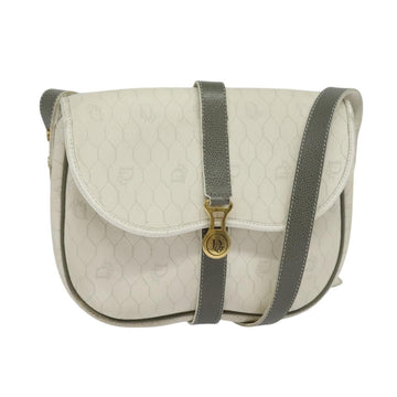 Christian Dior Vintage Honeycomb Flap Crossbody Bag Canvas And Leather White Canvas Shoulder Bag Bag ()
