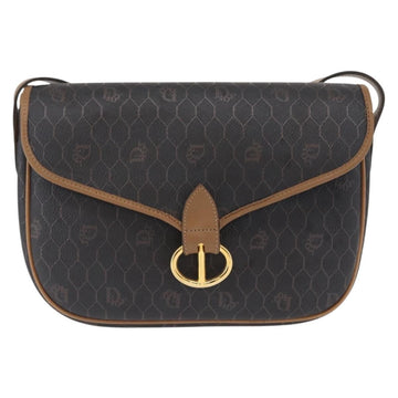 Christian Dior Vintage Honeycomb Flap Crossbody Bag Canvas And Leather Black Canvas Shoulder Bag Bag ()