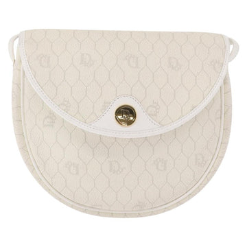 Christian Dior Vintage Honeycomb Flap Crossbody Bag Canvas And Leather White Canvas Shoulder Bag Bag ()