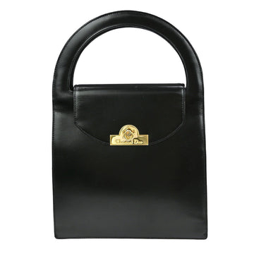 Christian Dior Vintage Handbag Leather Black Leather Handbag ()