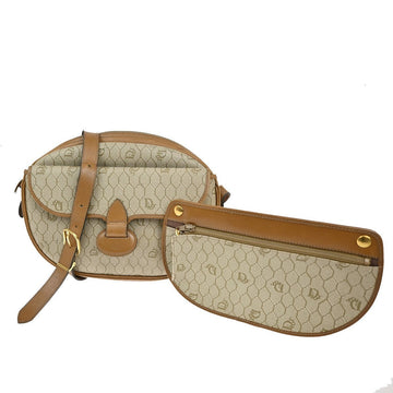 Christian Dior Vintage Honeycomb Shoulder Bag Canvas And Leather Beige Canvas Shoulder Bag Bag ()