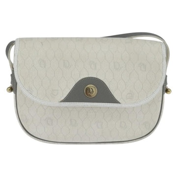 Christian Dior Vintage Honeycomb Flap Crossbody Bag Canvas And Leather White Canvas Shoulder Bag Bag ()