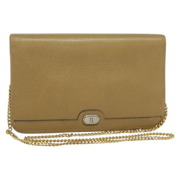 Christian Dior Vintage Chain Flap Shoulder Bag Leather Beige Leather Shoulder Bag Bag ()