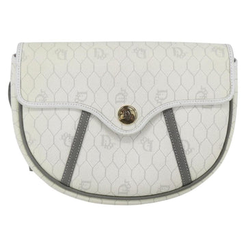 Christian Dior Vintage Honeycomb Flap Crossbody Bag Coated Canvas White Canvas Shoulder Bag Bag ()