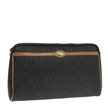Christian Dior Vintage Honeycomb Zip Pouch Coated Canvas Black Canvas Clutche & Pouche Bag ()
