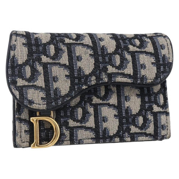 Christian Dior Saddle Card Case Oblique Canvas Navy Canvas Card Holders Accessory ()
