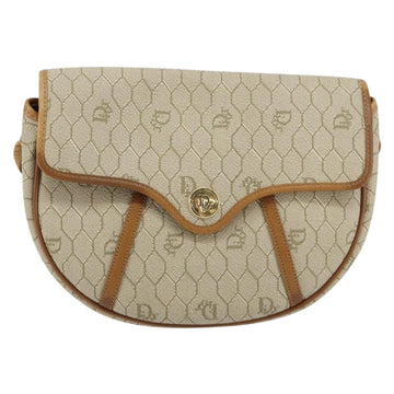Christian Dior Vintage Honeycomb Flap Crossbody Bag Canvas And Leather Beige Canvas Shoulder Bag Bag ()