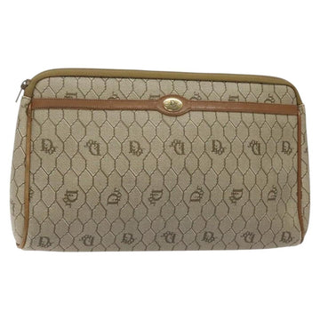 Christian Dior Vintage Honeycomb Zip Pouch Coated Canvas Beige Canvas Clutche & Pouche Bag ()