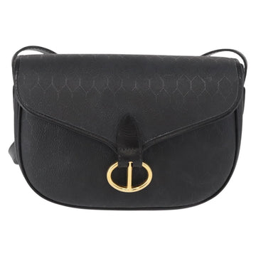 Christian Dior Vintage Honeycomb Flap Crossbody Bag Coated Canvas Black Canvas Shoulder Bag Bag ()