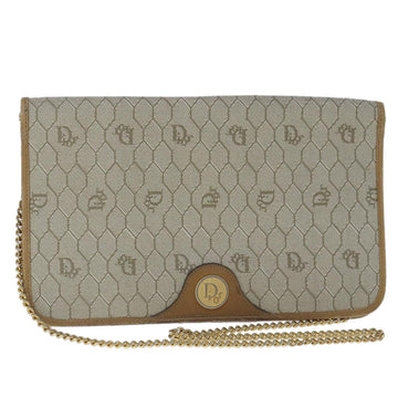 Christian Dior Vintage Honeycomb Chain Canvas Beige Canvas Bag ()