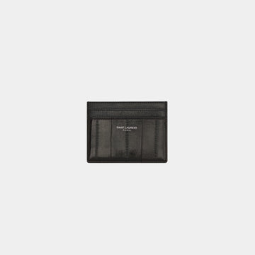 Saint Laurent Paris Card Case In Burnt Brown Eel