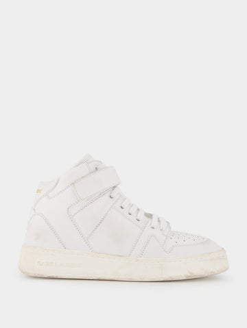 Mid-Top Laced Lax Sneakers In Washed-Out Effect Leather