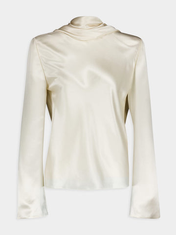 Silk Roll-Neck Blouse