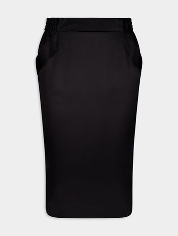 Silk Satin Crepe Pencil Skirt