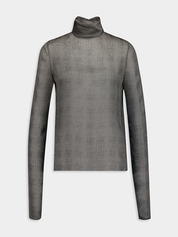 Turtleneck Blouse In Prince Of Wales Silk Charmeuse