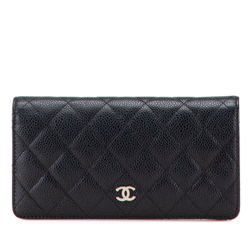 Chanel Coco Mark Matelassé Caviarskin Long Wallet