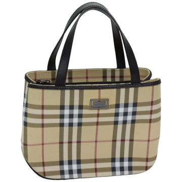 Burberry Nova Check Hand Bag Coated Canvas Beige Auth tb1099