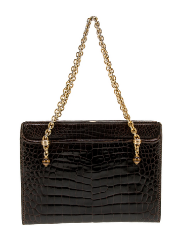 Gucci crocodile Kelly bag w gold chain straps & tiger's eye accents!