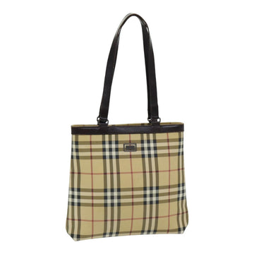 Burberry Nova Check Tote Bag PVC Leather Beige Auth th5205