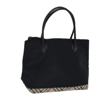 BurberrySs Nova Check Blue Label Hand Bag Canvas Black Auth ti1780