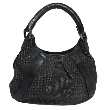 Burberry Studs Shoulder Bag Leather Black Auth ti1805