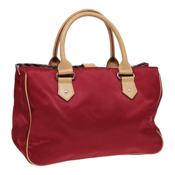 Burberry Nova Check Blue Label Hand Bag Nylon Red Beige Auth ti1858