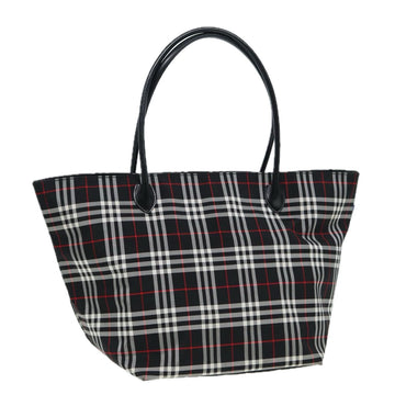 BurberrySs Blue Label Tote Bag Nylon Black Silver Auth ti1960