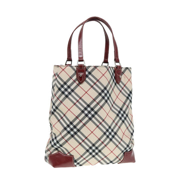 Burberry Nova Check Blue Label Hand Bag Nylon Beige Red Auth ti1993