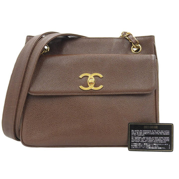 Top Quality Chanel Leather Chain Shoulder Bag Vintage Brown