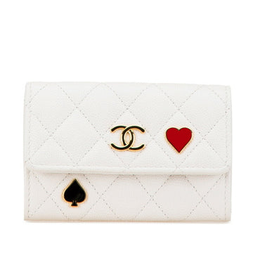 Top Quality Chanel Leather Card Coin Case White