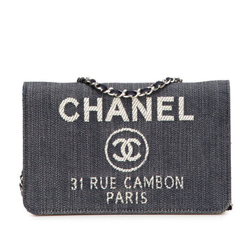 Chanel Deauville Denim Chain Wallet Wallet