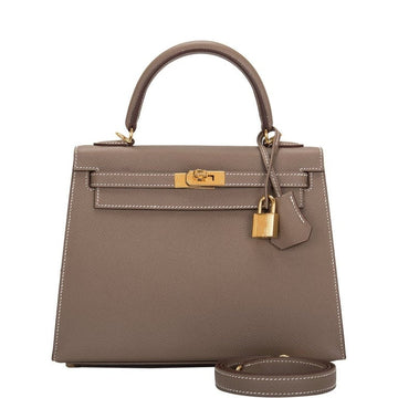 HM KELLY EPSOM CK18 ETOUPE GOLD HARDWARE 25CM