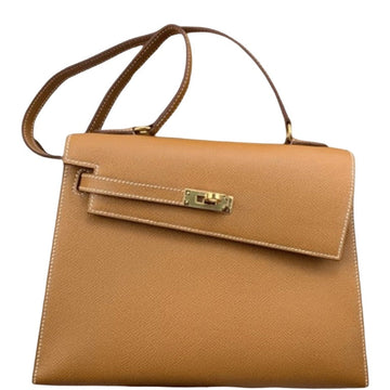 HM KELLY SELLIER EN DESORDRE EPSOM GOLD-TONED HARDWARE BROWN 25CM