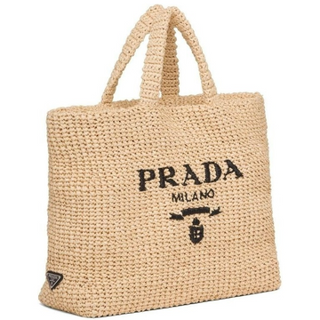 PR BEIGE RAFFIA TOTE BAG 18.5IN/47CM