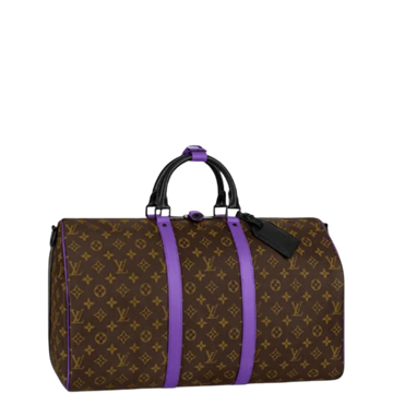 LUV KEEPALL BANDOULIRE 50 BROWN AND PURPLE LINE MACASSAR CANVASM46257