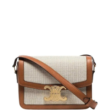 CE CLASSIQUE TRIOMPHE BAG IN TEXTILE AND CALFSKIN 22CM
